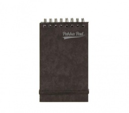 Jegyzetfüzet, spirálozott, 127x76 mm, vonalas, 60 lap, PUKKA PAD "Pressboard", fekete