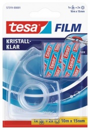 Ragasztószalag-adagoló, kézi, 2 db TESA "tesafilm®" 15mm x 10 m ragasztószalag, átlátszó